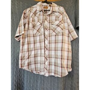 Cobra Creek Pearl snap short sleeve shirt - Size XL - tan/orange/black